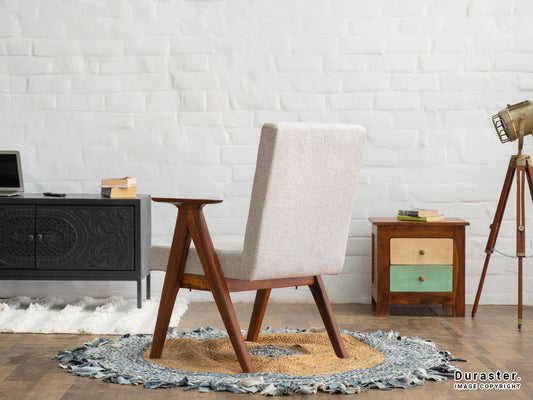 Dudi Furniture Mehran Sheesham Wood Upholstered Armchair