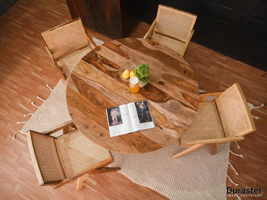 Dudi Furniture Nature Round Dining Table Set 4 Seater