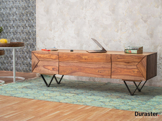 Dudi Furniture Hawkin Solid Wood Modern TV Unit with Storage