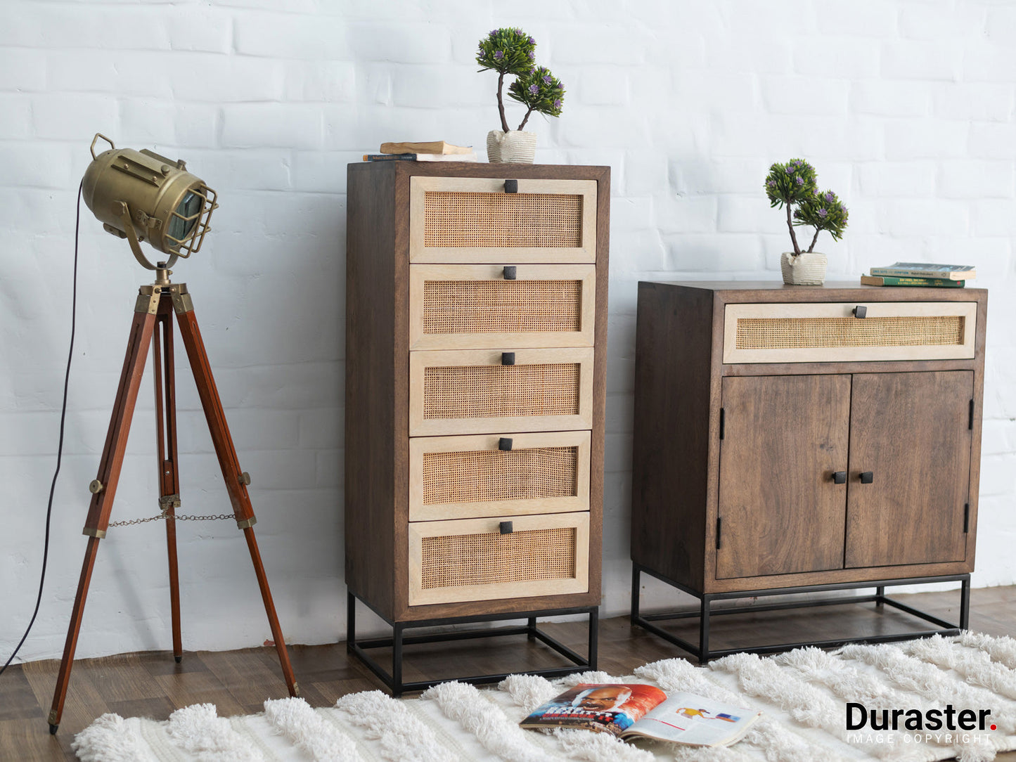 Dudi Furniture Irish Modern Chest Of Drawers With Cane Work