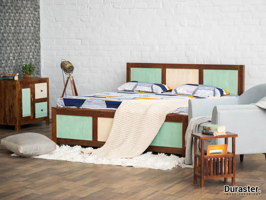 Dudi Furniture Florida Vintage Solid Wood Bed with Storage