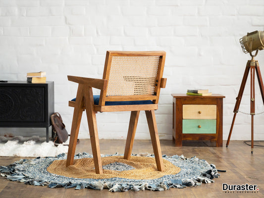 Dudi Furniture Hawkin Solid Wood Modern Cane Armchair