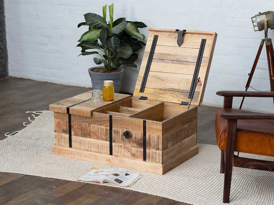 Dudi Furniture Misa Stylish Mango wood Storage Wine Trunk / Coffee