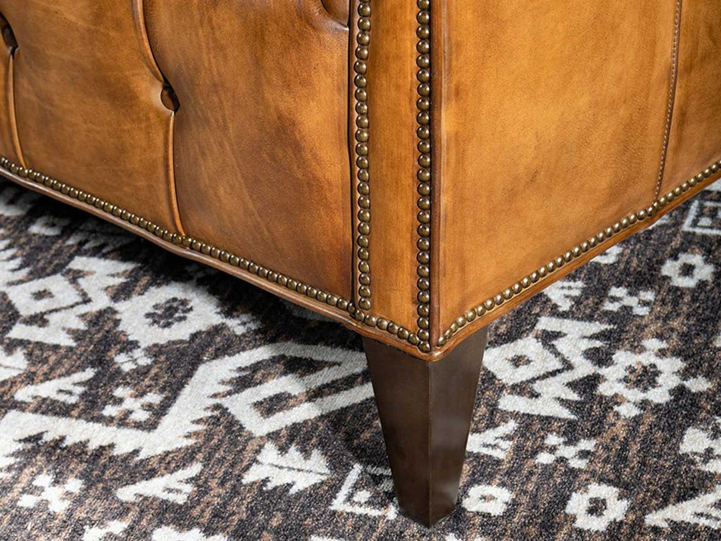 Dudi Furniture Chesterfield Traditional Three Seater Sofa Caramel Brown