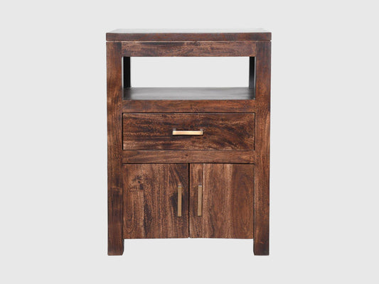 Dudi Furniture Gangaur Solid Wood Bedside with Storage