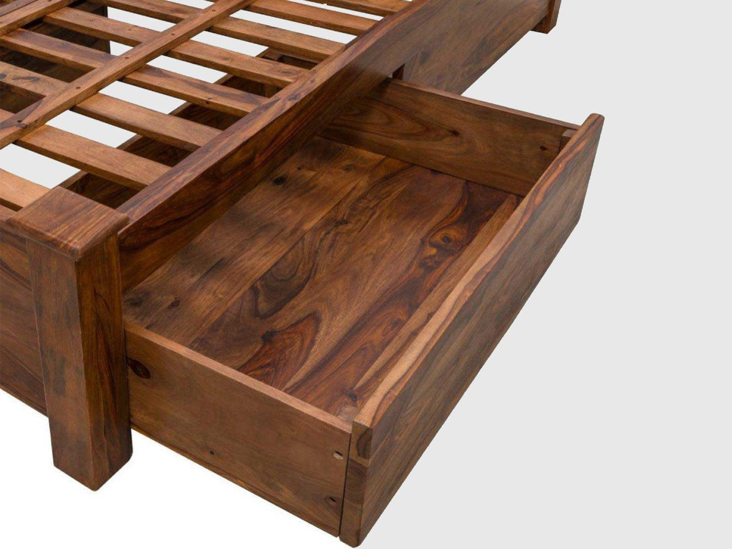 Dudi Furniture Hawkin Solid Wood Storage King Size Bed with Storage