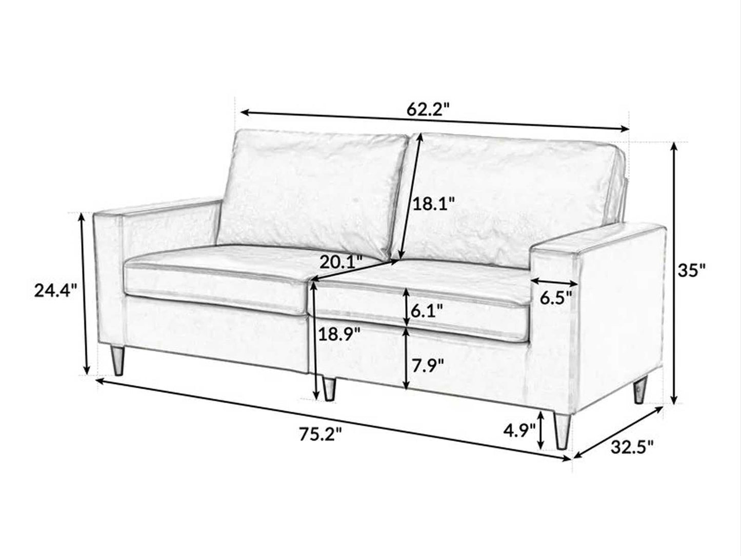 Dudi Furniture Premium Modern Two Seater Leather Sofas