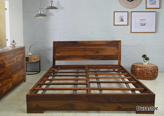 Dudi Furniture Raygoor Modern Sheesham Wood Queen Size Bed