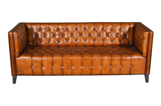 Dudi Furniture Chesterfield Traditional Three Seater Sofa Vintage Brown