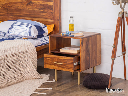 Dudi Furniture Vismit Sheesham Wood Bedside Table