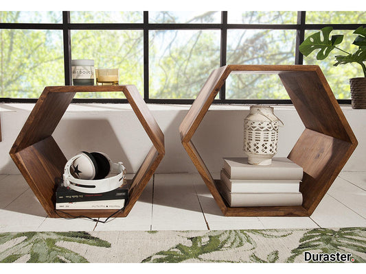 Dudi Furniture Buckingham Modern Sheesham Wood Nesting Side Tables