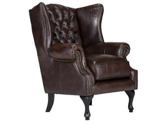 Dudi Furniture Chesterfield Colonial Brown Wing Chair