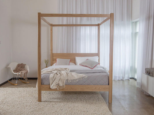 Dudi Furniture Preyas Solid Acacia Wood Four-Poster Bed