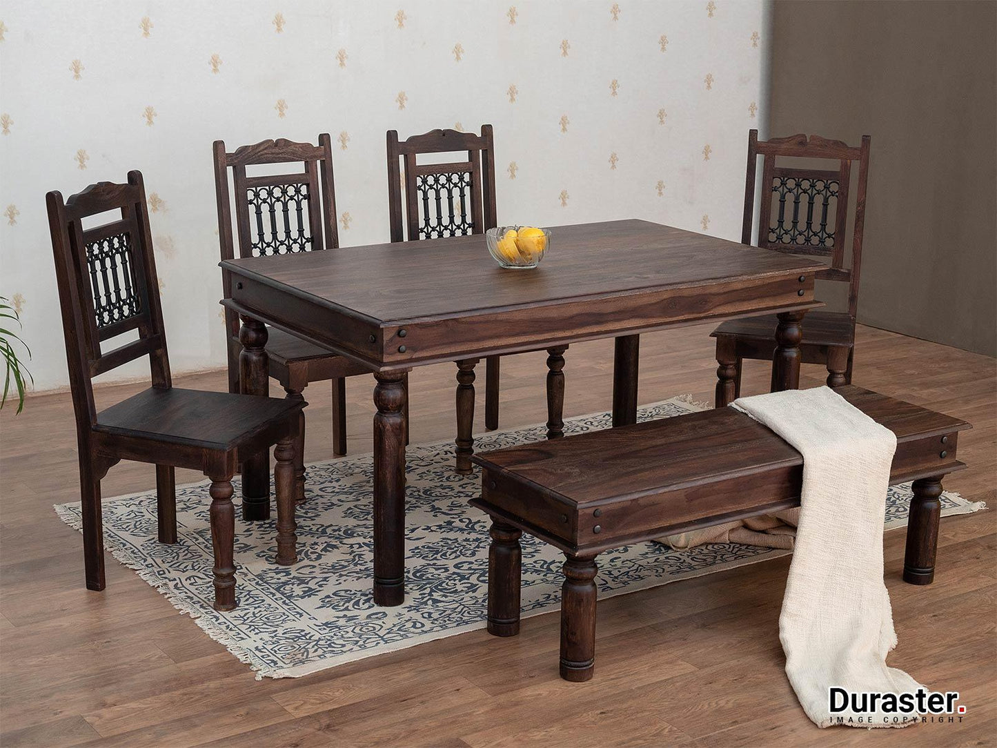 Dudi Furniture Gangaur Solid Wood 4 Seater Dining Table