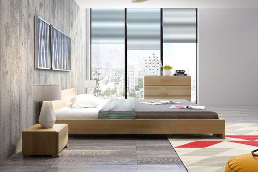 Dudi Furniture Preyas Mango wood Teak Finish Wooden Bed