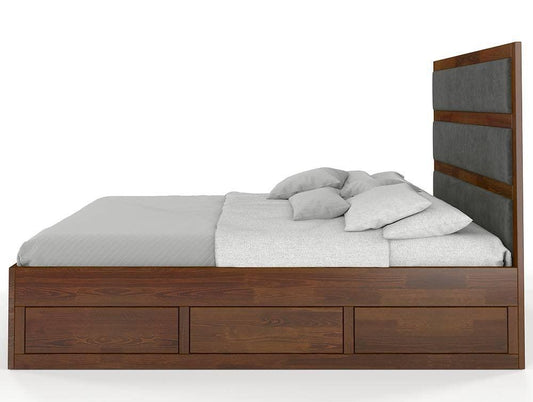 Dudi Furniture Preyas Mango wood Teak Finish Upholstered Storage