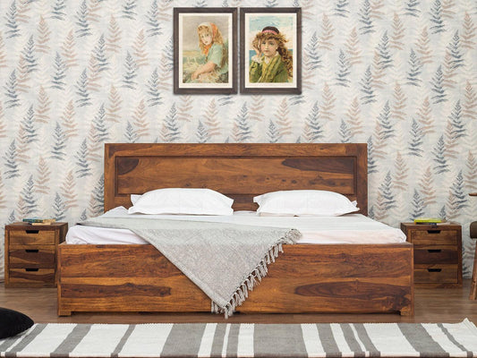 Dudi Furniture Metro Solid Sheesham Wood Storage King Size Bed With 4