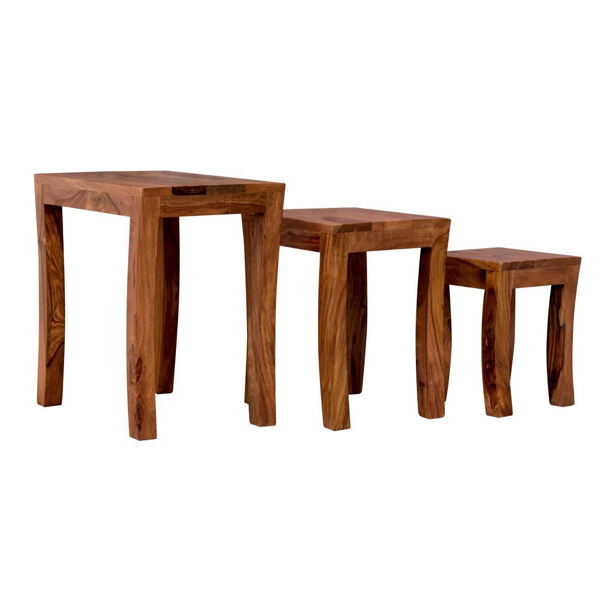 Dudi Furniture Mehran Sheesham Wood Set of 3 Nesting Tables
