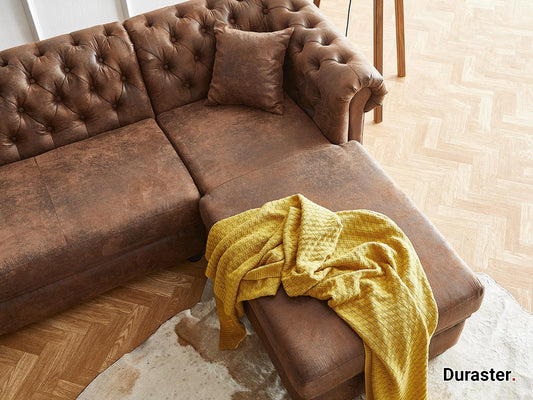 Dudi Furniture Chesterfield Vintage Brown Ottoman Right