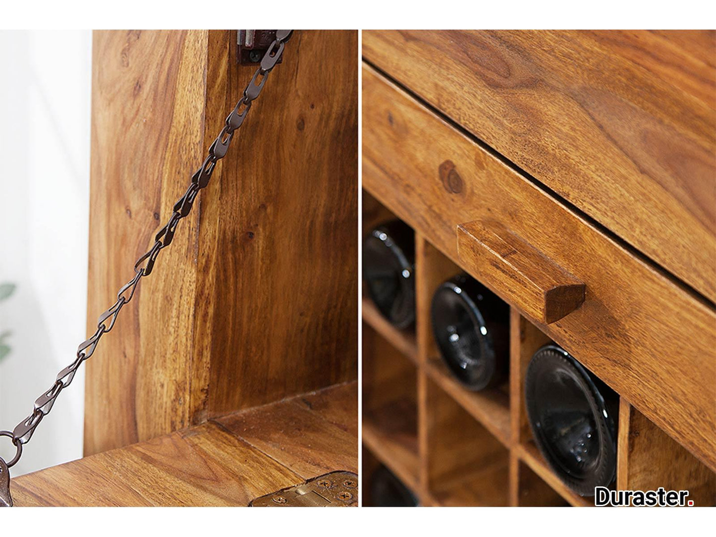 Dudi Furniture Torpedo Sheesham Wood Bar Cabinet