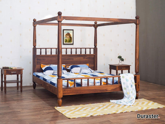 Dudi Furniture Vismit Solid Sheesham Wood Four-Poster King size Bed