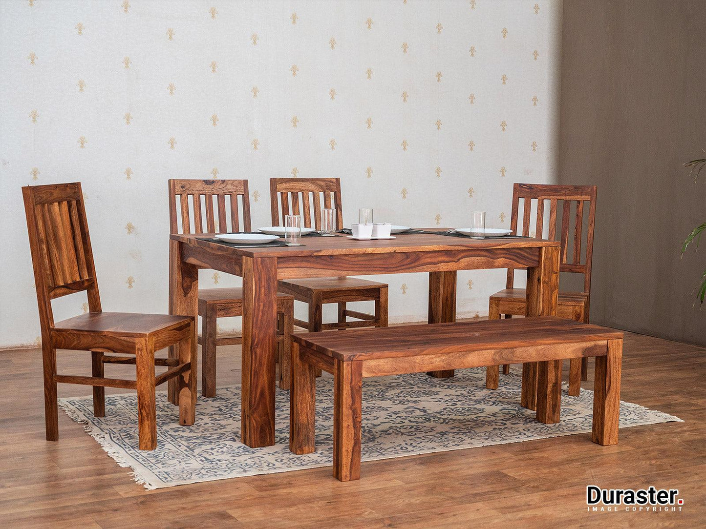 Dudi Furniture Vismit Transitional Solid Sheesham wood Dining Table