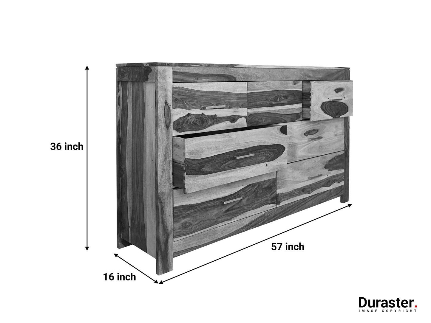 Dudi Furniture Raygoor Sheesham Wood 7 Drawers Chest