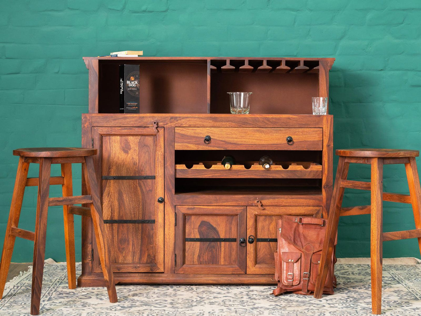 Dudi Furniture Vismit Sheesham Classic Bar Cabinet