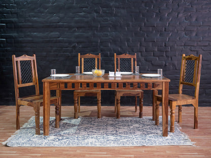 Dudi Furniture Amber Vintage 6 Seater Dining Table Set with Bench
