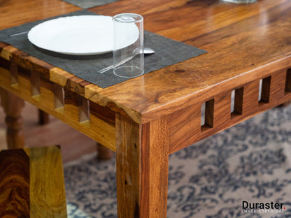 Dudi Furniture Amber Vintage 6 Seater Dining Table Set with Bench