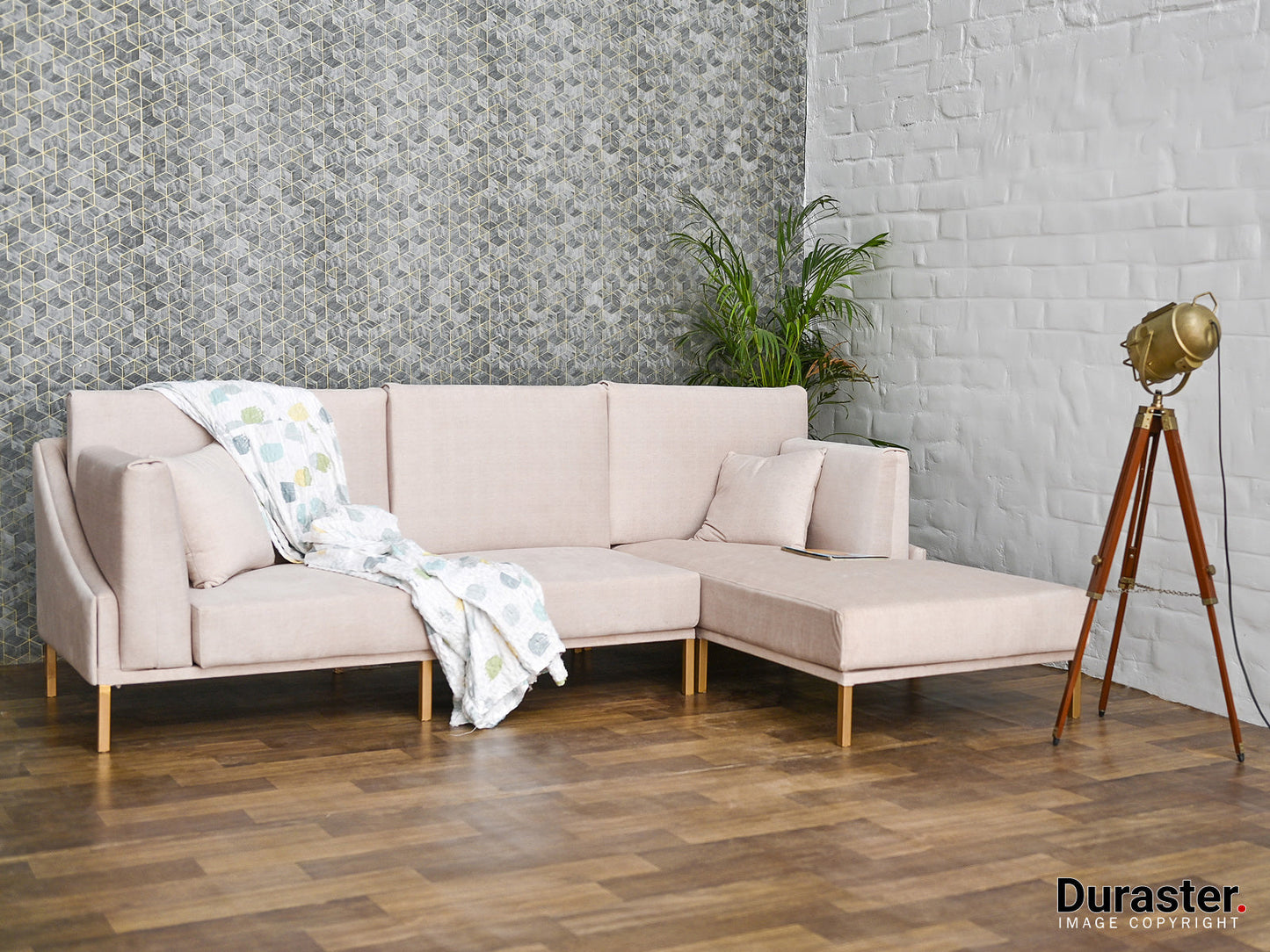 Dudi Furniture Diana Sectional Fabric Sofa Cotton White