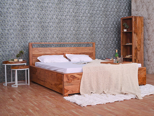 Dudi Furniture Hawkin Solid Sheesham Wood King Size Bed