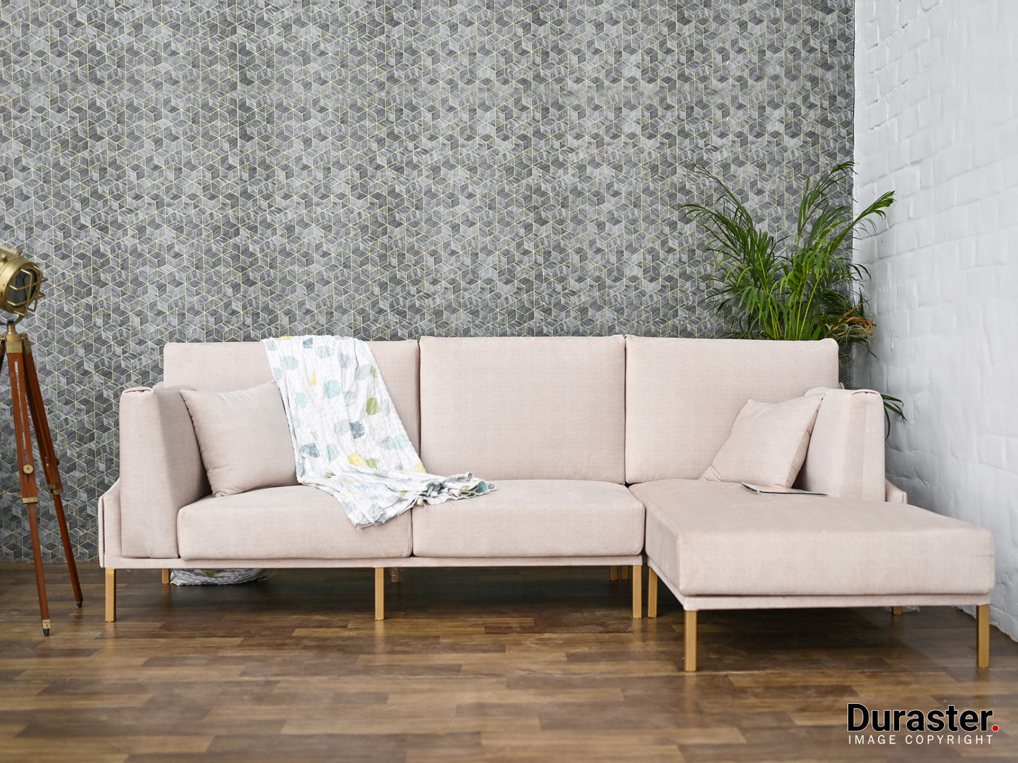 Dudi Furniture Diana Sectional Fabric Sofa Cotton White