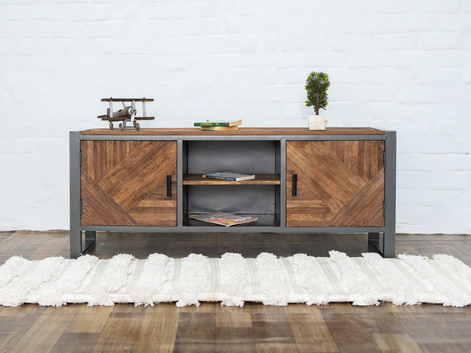 Dudi Furniture El Dorado Recycled Wood TV Unit Cabinet