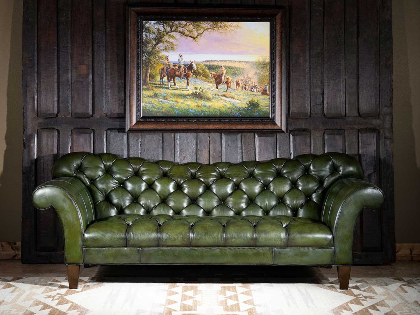 Dudi Furniture Chesterfield Traditional Three Seater Sofa Irish Green