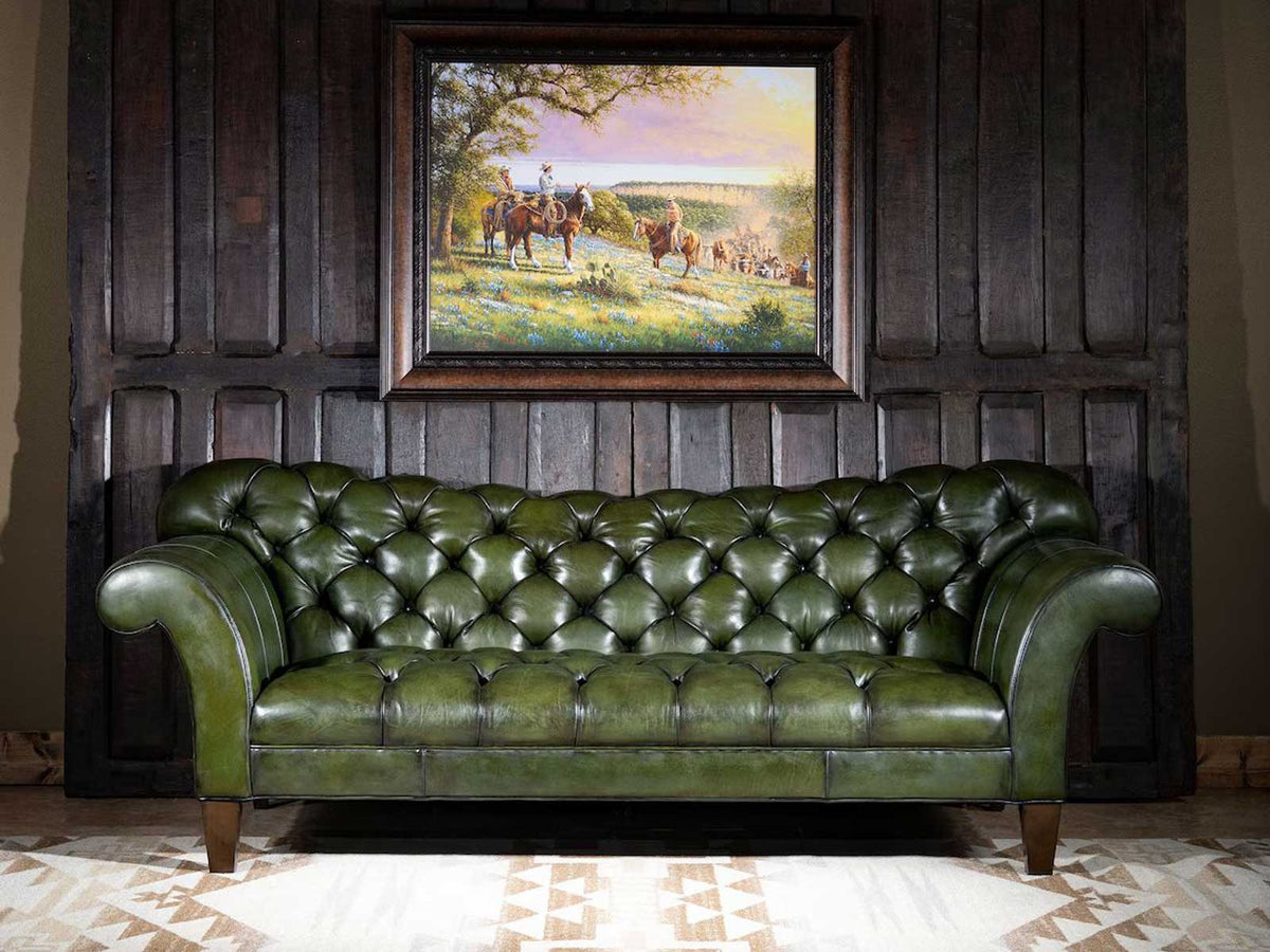 Dudi Furniture Chesterfield Traditional Three Seater Sofa Irish Green