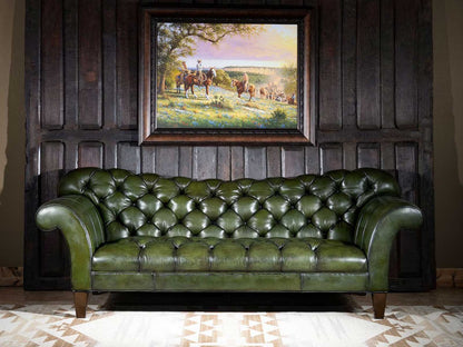 Dudi Furniture Chesterfield Traditional Three Seater Sofa Irish Green