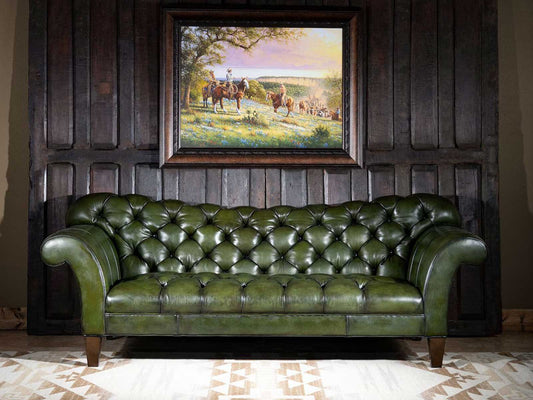 Dudi Furniture Chesterfield Traditional Three Seater Sofa Irish Green
