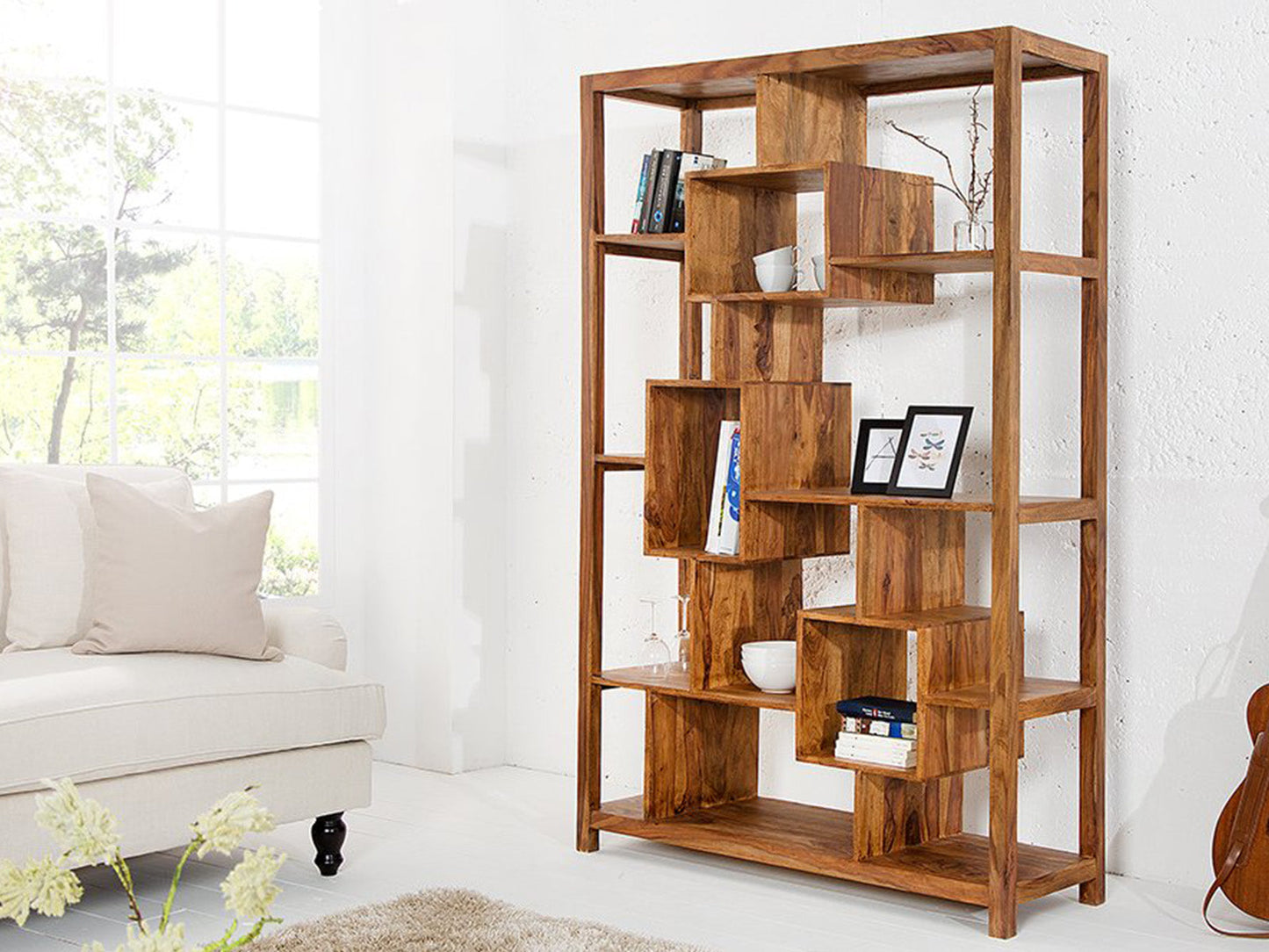 Dudi Furniture Buckingham Modern Sheesham Wood Bookshelf