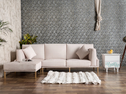 Dudi Furniture Diana Sectional Fabric Sofa Cotton White