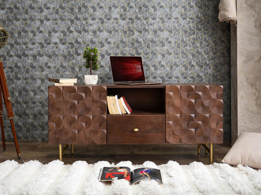 Dudi Furniture El Monte Mango Wood TV Unit