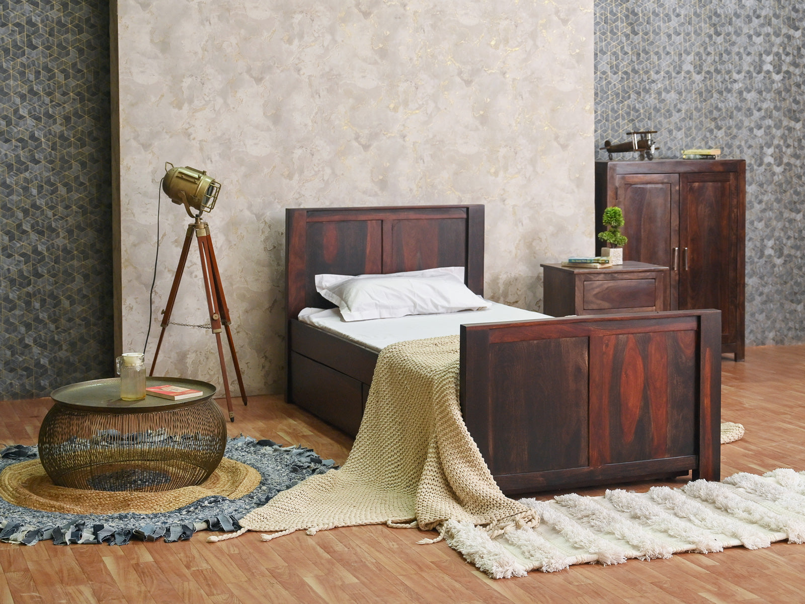 Dudi Furniture Marvel Wood Single Bed With Storage
