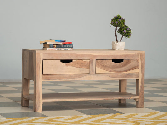 Dudi Furniture Novo Premium Modern Sheesham wood 2 drawer bedside