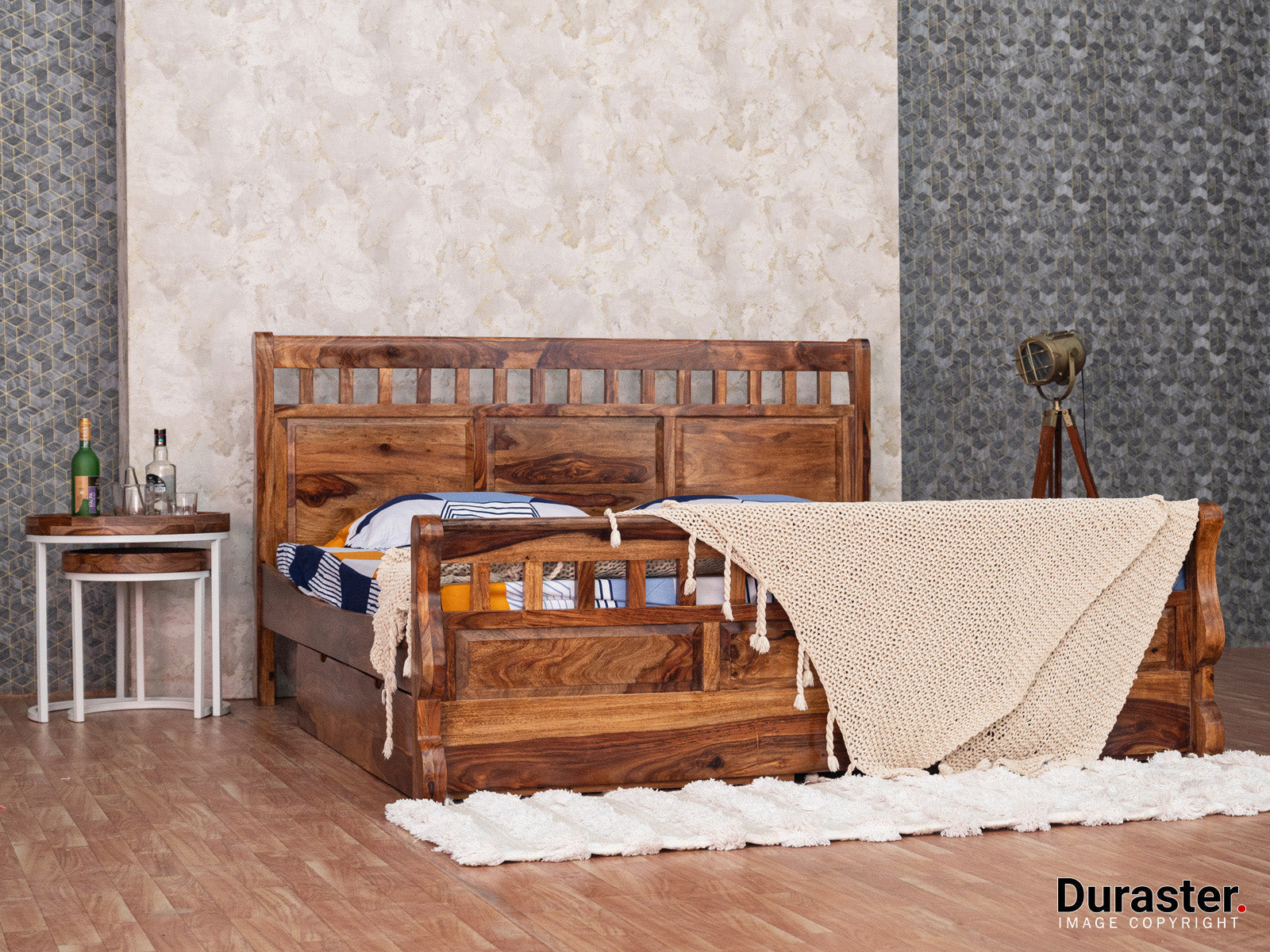 Dudi Furniture Amber Wooden Bed with Storage