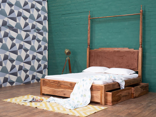 Dudi Furniture Hawkin Solid Wood Canopy Poster King Size Bed with