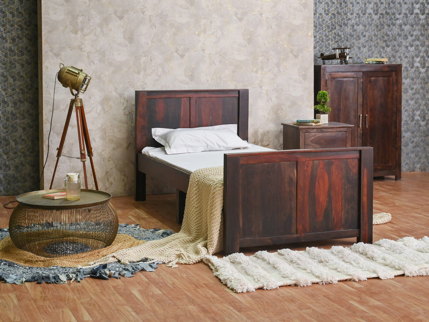 Dudi Furniture Marvel Modern Solid Wood Single Bed