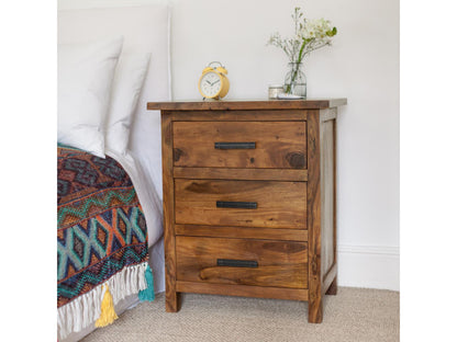 Dudi Furniture Mehran Sheesham Wood Bedside Table with Drawers
