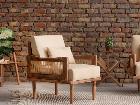 Dudi Furniture New York Modern Single Seater Wooden Sofa