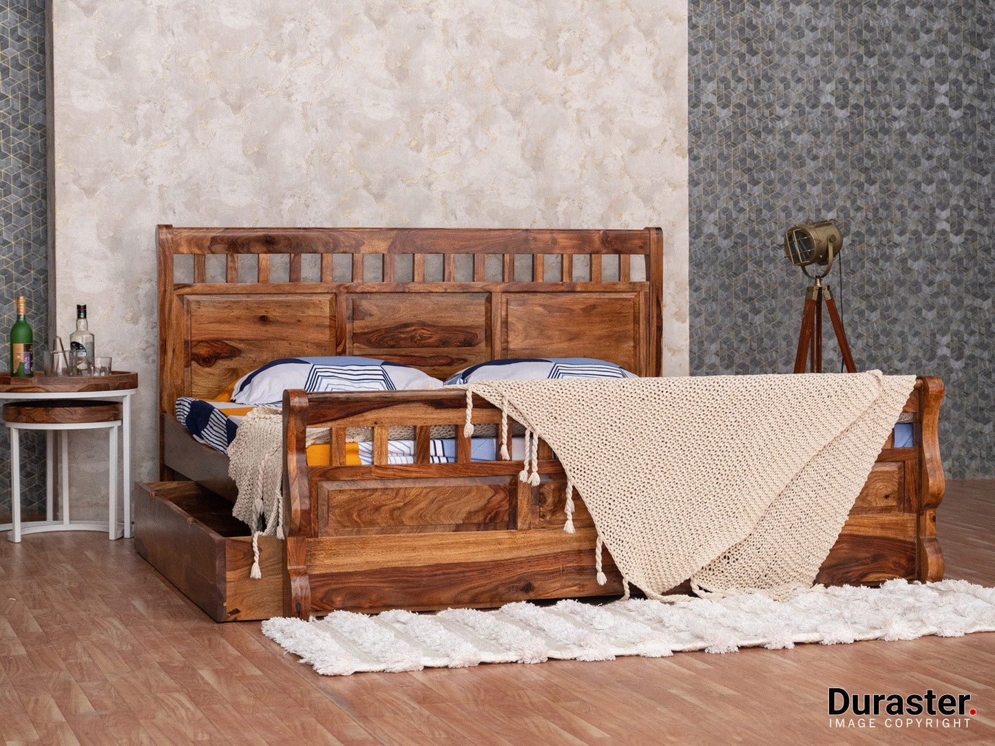 Dudi Furniture Amber Wooden Bed with Storage
