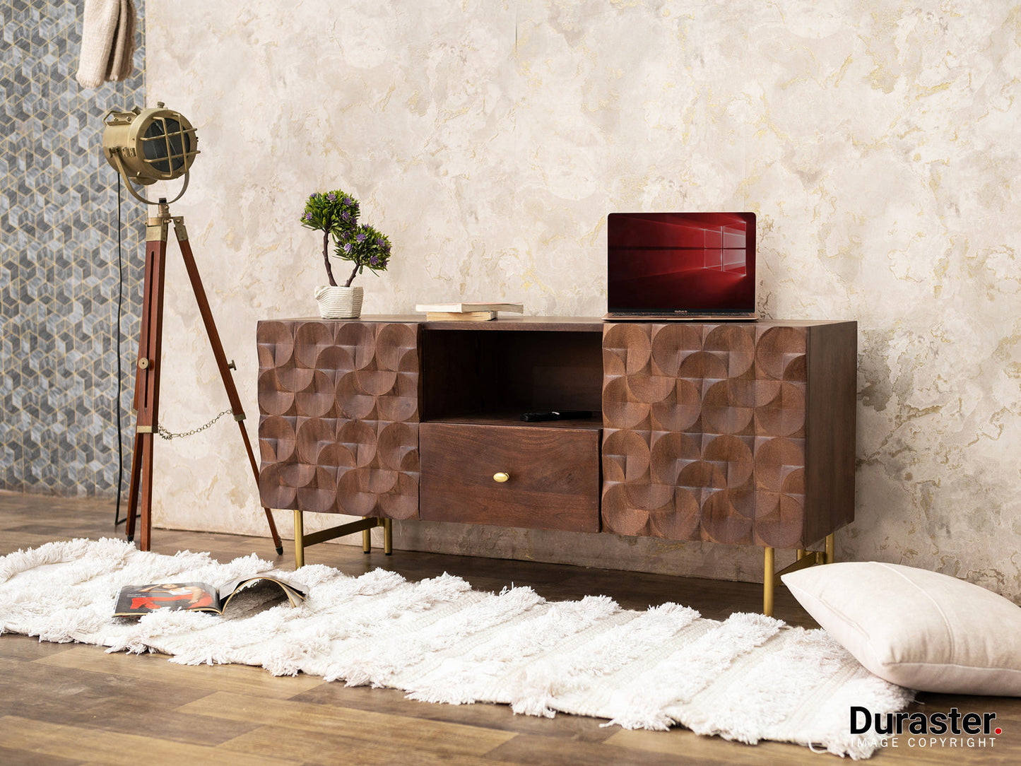 Dudi Furniture El Monte Mango Wood TV Unit